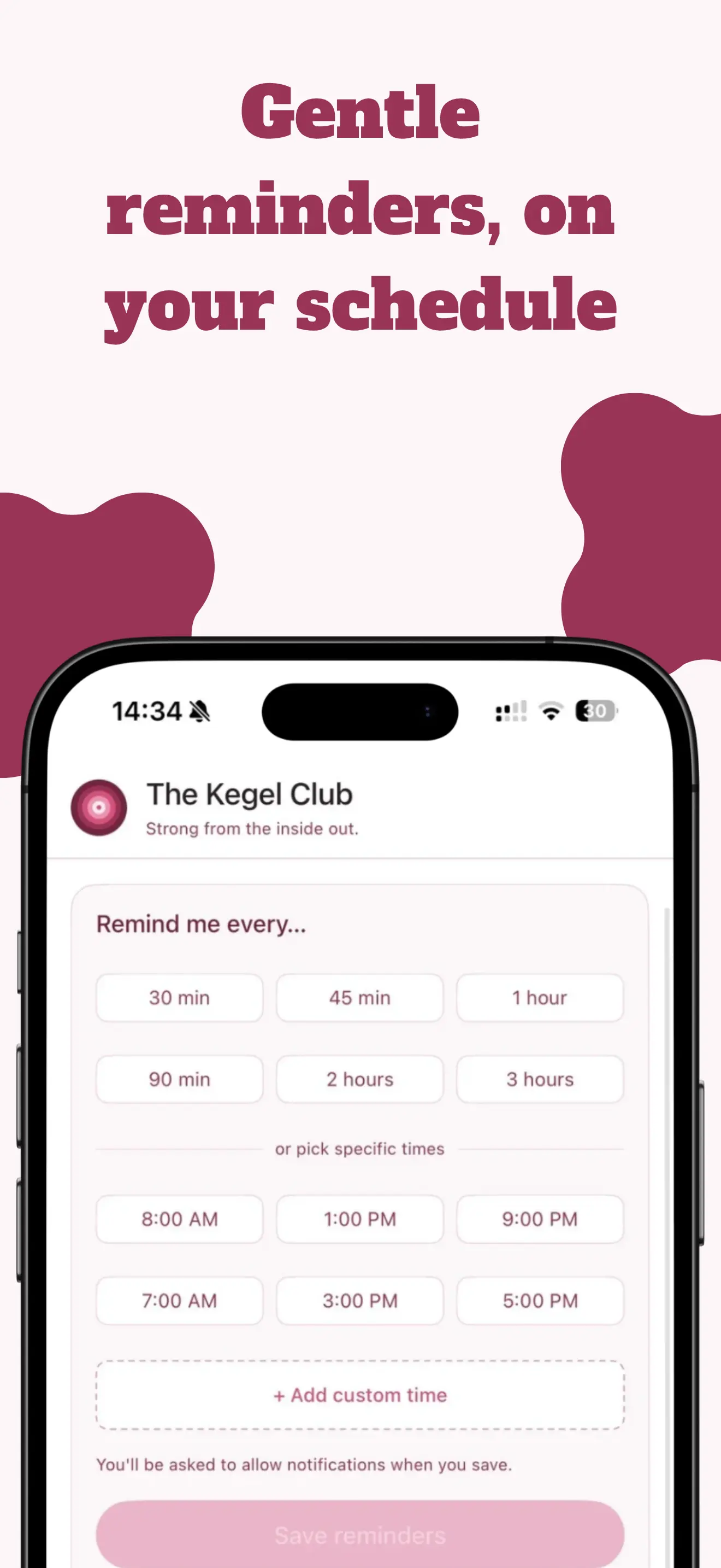 The Kegel Club - Reminder schedule