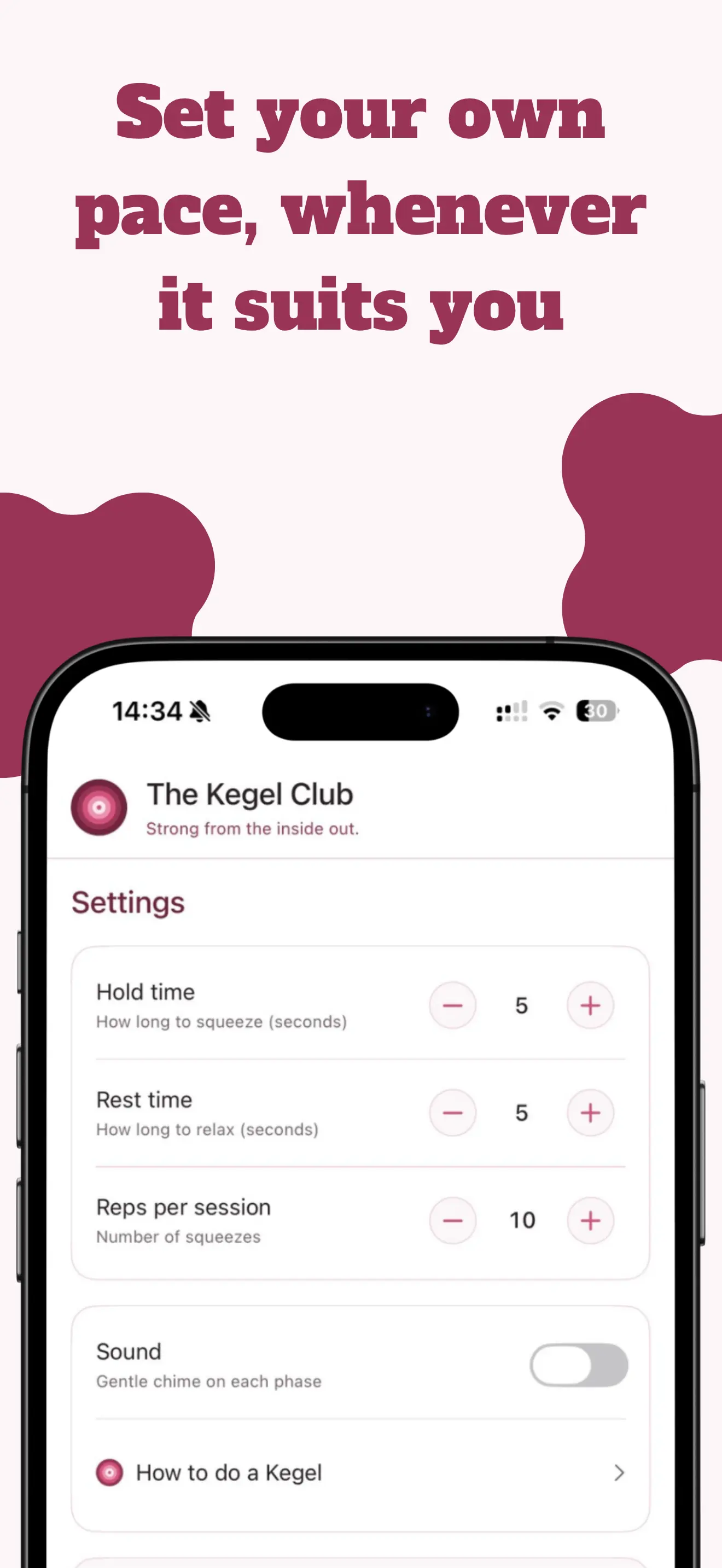 The Kegel Club - Exercise settings