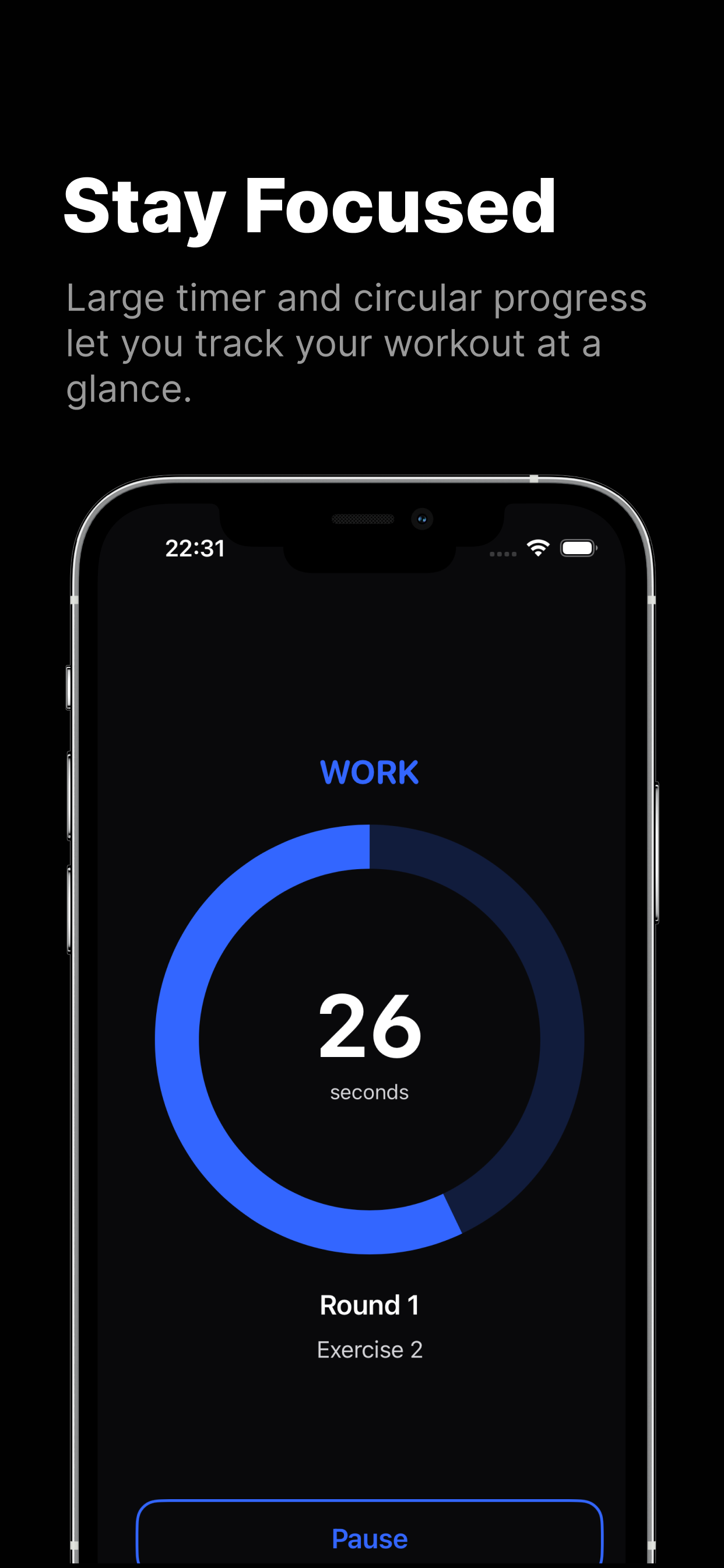 Workout Timer - Active workout screen